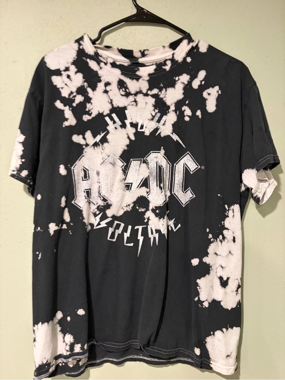 AC/DC Tie-Dye Logo Tee in Black and White